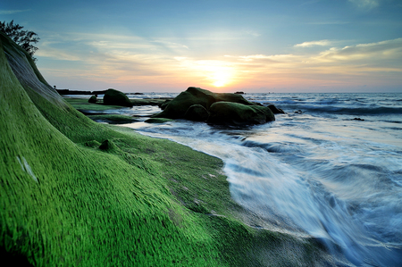 Beautiful  seascape with sunrise/sunsetの写真素材