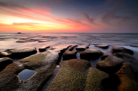Beautiful  seascape with sunrise/sunsetの写真素材