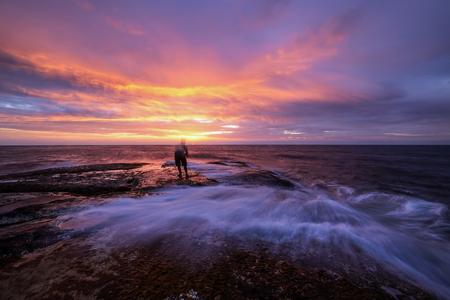 Beautiful  seascape with sunrise/sunsetの写真素材