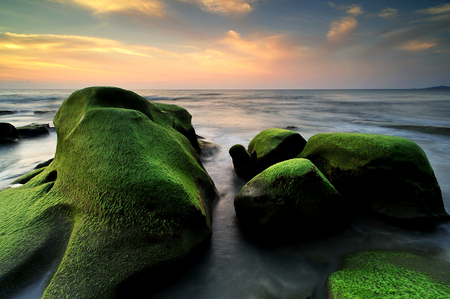 Nice sunset over seaの写真素材