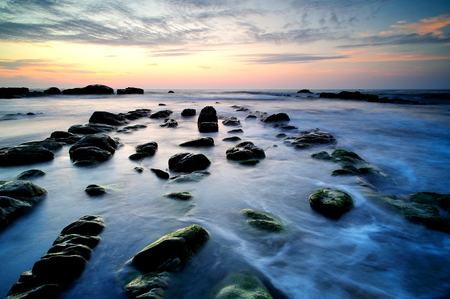 Nice sunset over seaの写真素材
