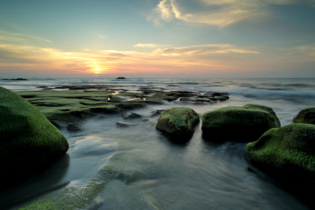 Nice sunset over seaの写真素材