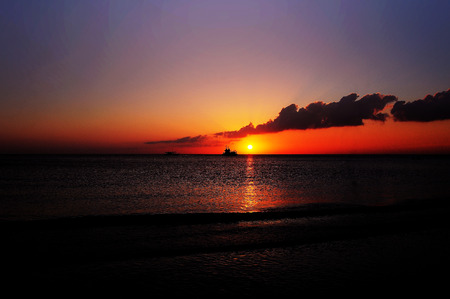 Nice sunset over seaの写真素材