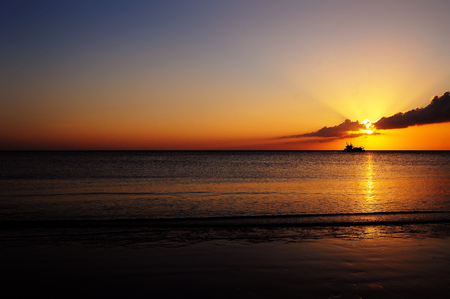 Sunset sky over the beach in Sabah,Borneo.の写真素材