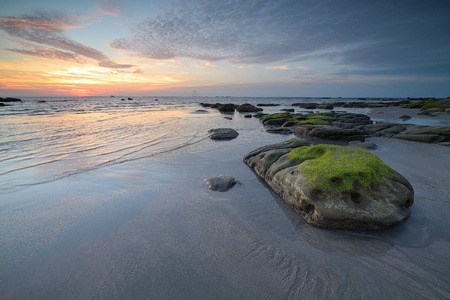 Sunset sky over the beach in Sabah,Borneo.の写真素材