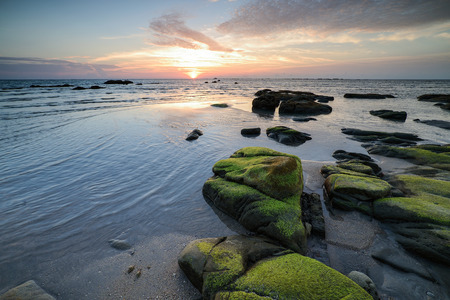 Sunset sky over the beach in Sabah,Borneo.の写真素材