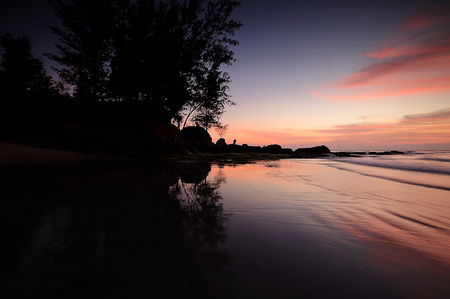 Sunset sky over the beach in Sabah,Borneo.の写真素材
