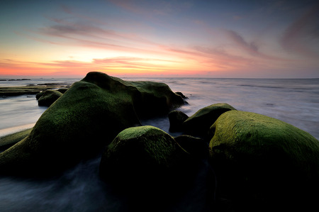 Sunset sky over the beach in Sabah,Borneo.の写真素材