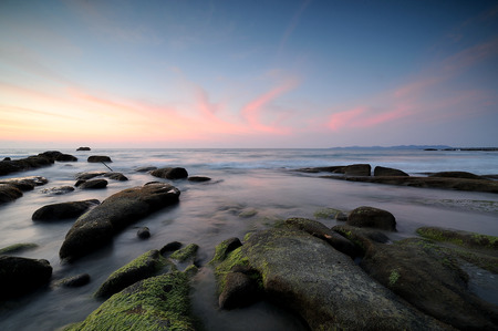 Sunset sky over the beach in Sabah,Borneo.