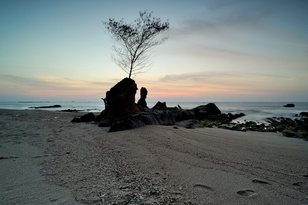 Sunset sky over the beach in Sabah,Borneo.の写真素材