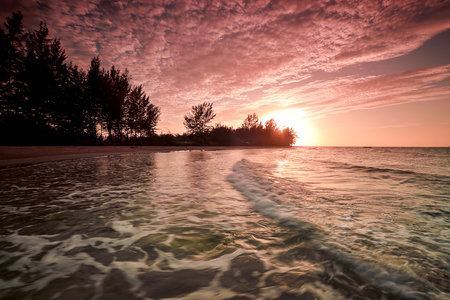 Beautiful sunset on the seaの写真素材