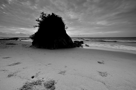Nature in twilight period which including of sunrise over the sea and the nice beachの写真素材