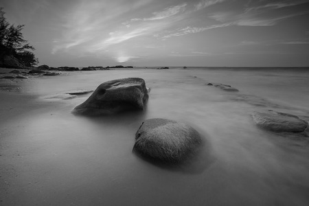 Long exposure seascape in black and white. Nature composition.の写真素材