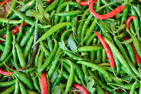 Close up of red hot chili peppersの写真素材