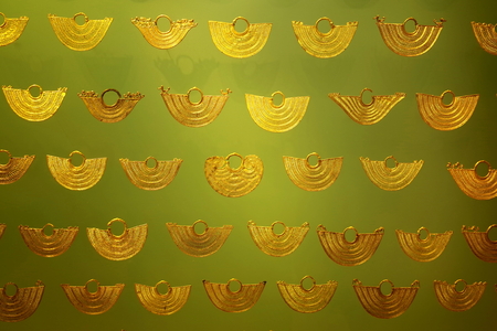 Pre-Columbian gold jewellery from Colombiaの写真素材