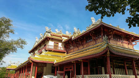 old royal palace "vehadchumroon" in Bang pa-inのeditorial素材