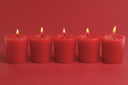 on red backgroundの写真素材