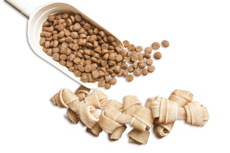 Dog food isoplated on whiteの写真素材