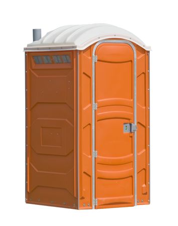 orange portable public toiletの写真素材