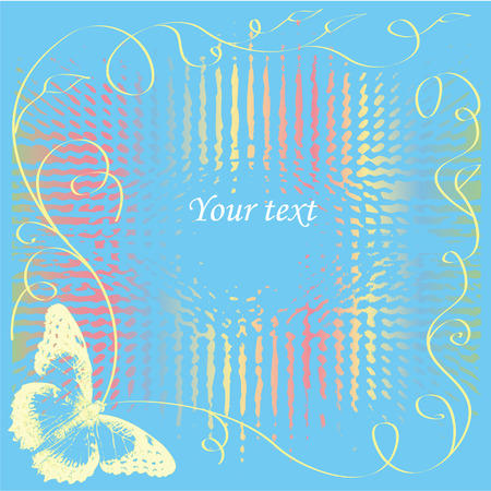 Yellow butterfly on blueのイラスト素材