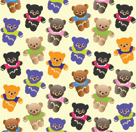 Various colors teddy bears seamless patternのイラスト素材