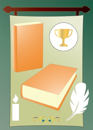 Bestseller book. Advertisement billboard. Winner of the year.のイラスト素材