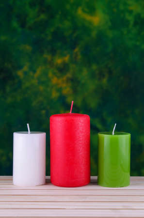 candle on the woodの写真素材