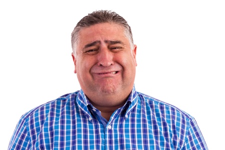  Business man feeling fear and crying isolated on white- Expressionsの写真素材