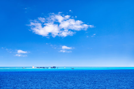 Yinyu Island, the Xisha Islands, South China Sea Legend has it that this place was named after a sunken ship from the late Qing Dynasty, and fishermen found a lot of silver here.の写真素材