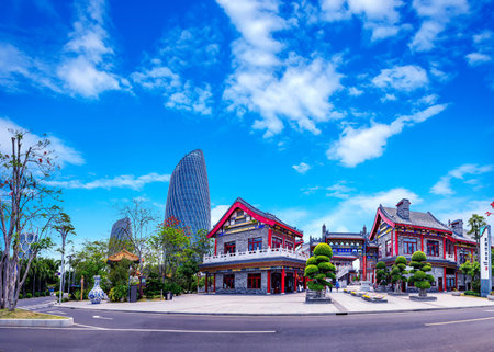 Hainan Haihua Island Outlets Food Style Street, Chinaのeditorial素材