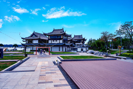 Hainan Haihua Island Outlets Food Style Street, China.のeditorial素材