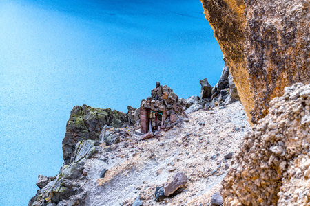 Chapel on the top of a mountainの写真素材