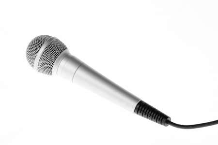 Concert microphone with cord isolated on white backgroundの写真素材