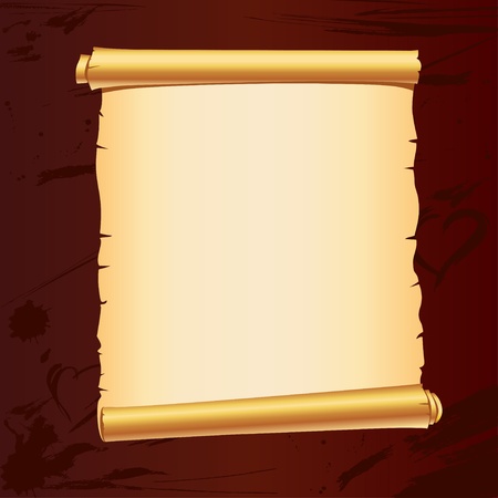 old parchment scroll on dark backgroundのイラスト素材