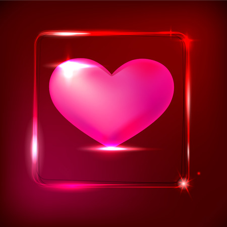 Big pink heart with shinny frame. vector illustrationのイラスト素材