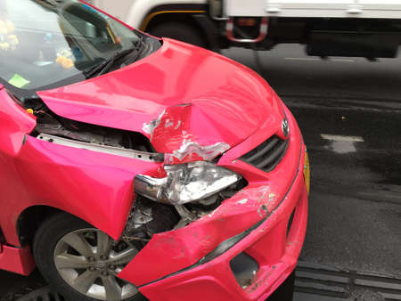 BANGKOK THAILAND - JAN 8 : An accident with a taxi ride in the morning of a working day on JANUARY...