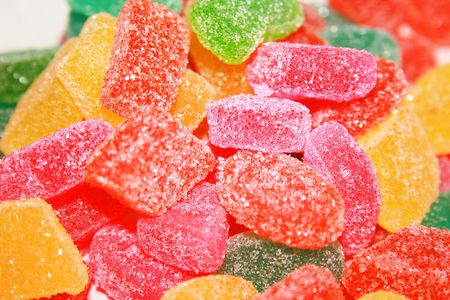  colourful   jelly  candies   decoration on white plate