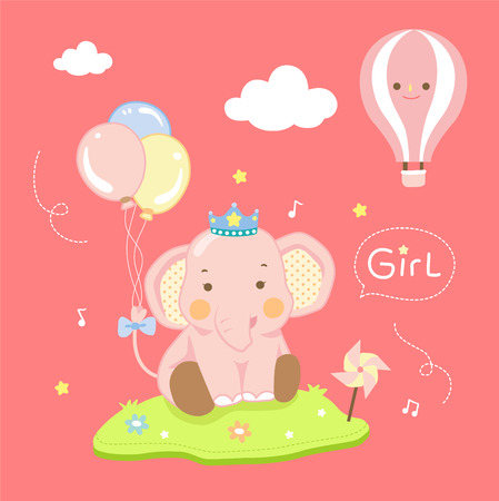 cute girl elephantのイラスト素材