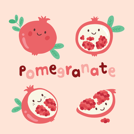 set cute fruit pomegranateのイラスト素材