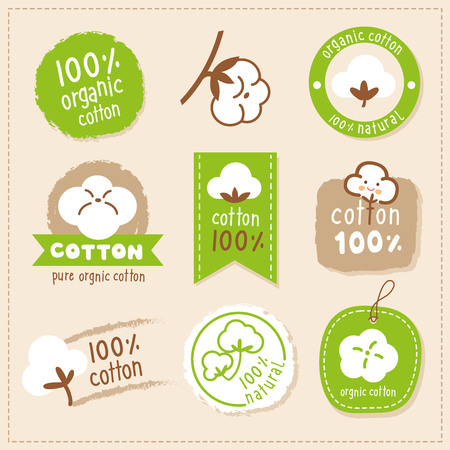 logo label pure cotton organicのイラスト素材
