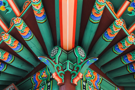 The roof of the temple in Korea a variety of colorsの写真素材