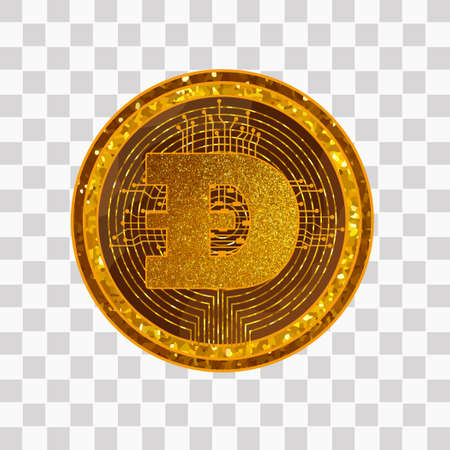 Dogecoin icon on isolated.  Dogecoin features the face of the Shiba Inu dog from the "Doge" meme as its namesakeのイラスト素材