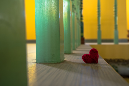 Alone Red heart in everywhere.の写真素材