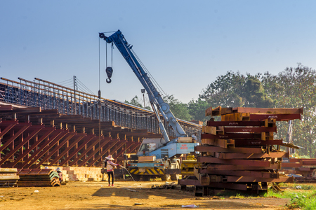 Overpass Construction for motorway Kanchanburi Thailandのeditorial素材