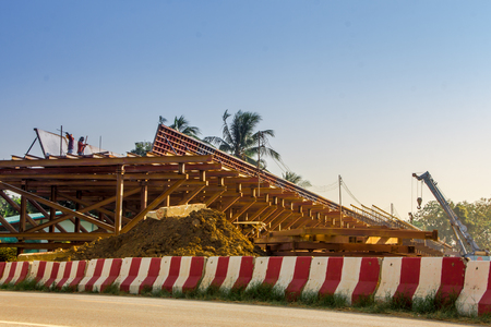 Overpass Construction for motorway Kanchanburi Thailandのeditorial素材