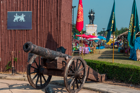 Thai Ancient artillery in Kanchanaburi Thailand.のeditorial素材