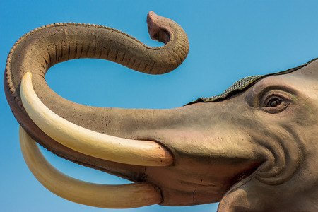 Elephant duel statue in Kanchanaburi Thailand.の写真素材