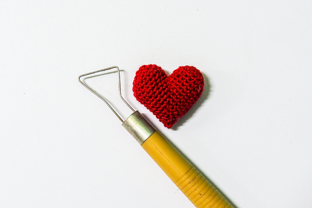 Closeup to Heart knit with a Clay Tool.の写真素材