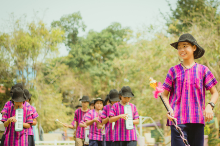 KANCHANABURI THAILAND - FEBRUARY 20 : Unidentified students
practice the marching band on february 20,2018 at Wat Krang Thong School in Kanchanaburi, Thailandのeditorial素材