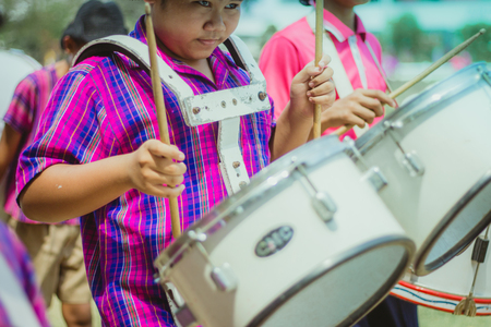 KANCHANABURI THAILAND - FEBRUARY 20 : Unidentified students
practice the marching band on february 20,2018 at Wat Krang Thong School in Kanchanaburi, Thailandのeditorial素材
